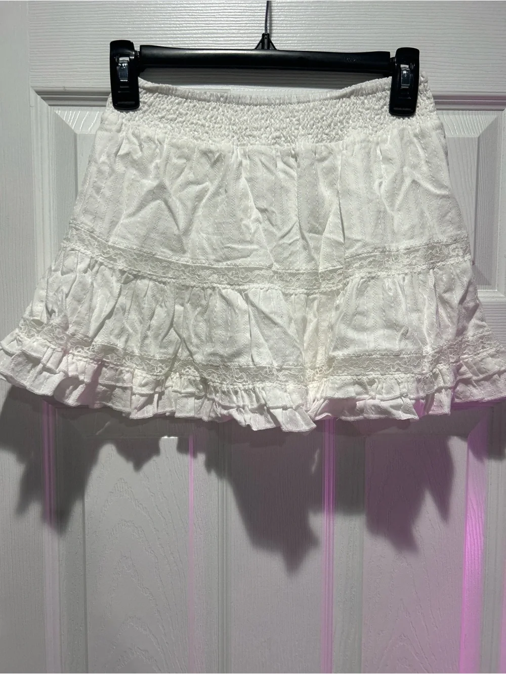 Women’s White Ruffled Mini Skirt